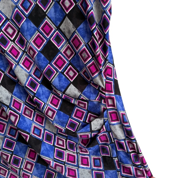 Lane Bryant Geometric Print Draped Flowy Top Size 22/24 NWT Blue/Purple/Black - Picture 3 of 8